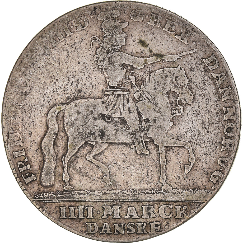 Munten, Noorwegen, 4 Mark, 1 Krone, 1723, Kongsberg, FR, Zilver, KM:220
