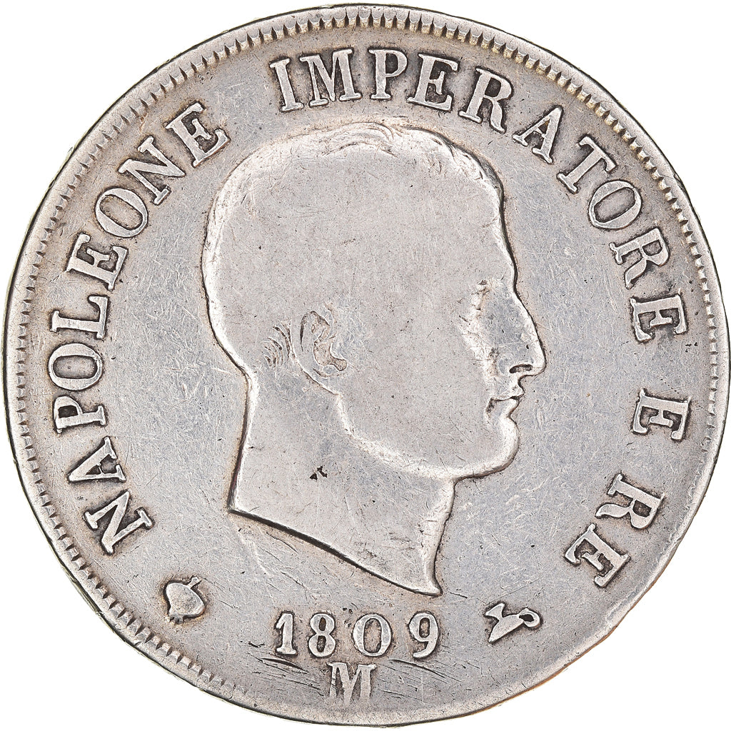 Monnaie, États italiens, KINGDOM OF NAPOLEON, Napoleon I, 5 Lire, 1809, Milan