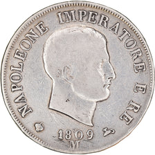 Monnaie, États italiens, KINGDOM OF NAPOLEON, Napoleon I, 5 Lire, 1809, Milan