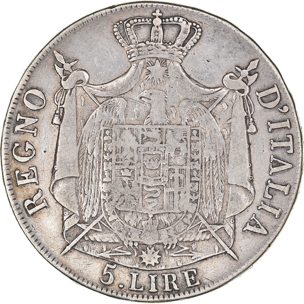 Monnaie, États italiens, KINGDOM OF NAPOLEON, Napoleon I, 5 Lire, 1809, Milan