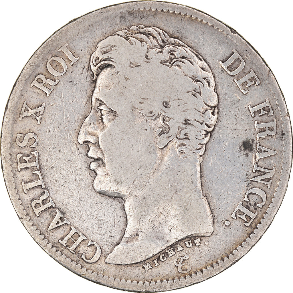 Coin, France, Charles X, 5 Francs, 1826, Strasbourg, VF(20-25), Silver