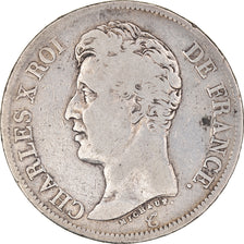 Coin, France, Charles X, 5 Francs, 1826, Strasbourg, VF(20-25), Silver
