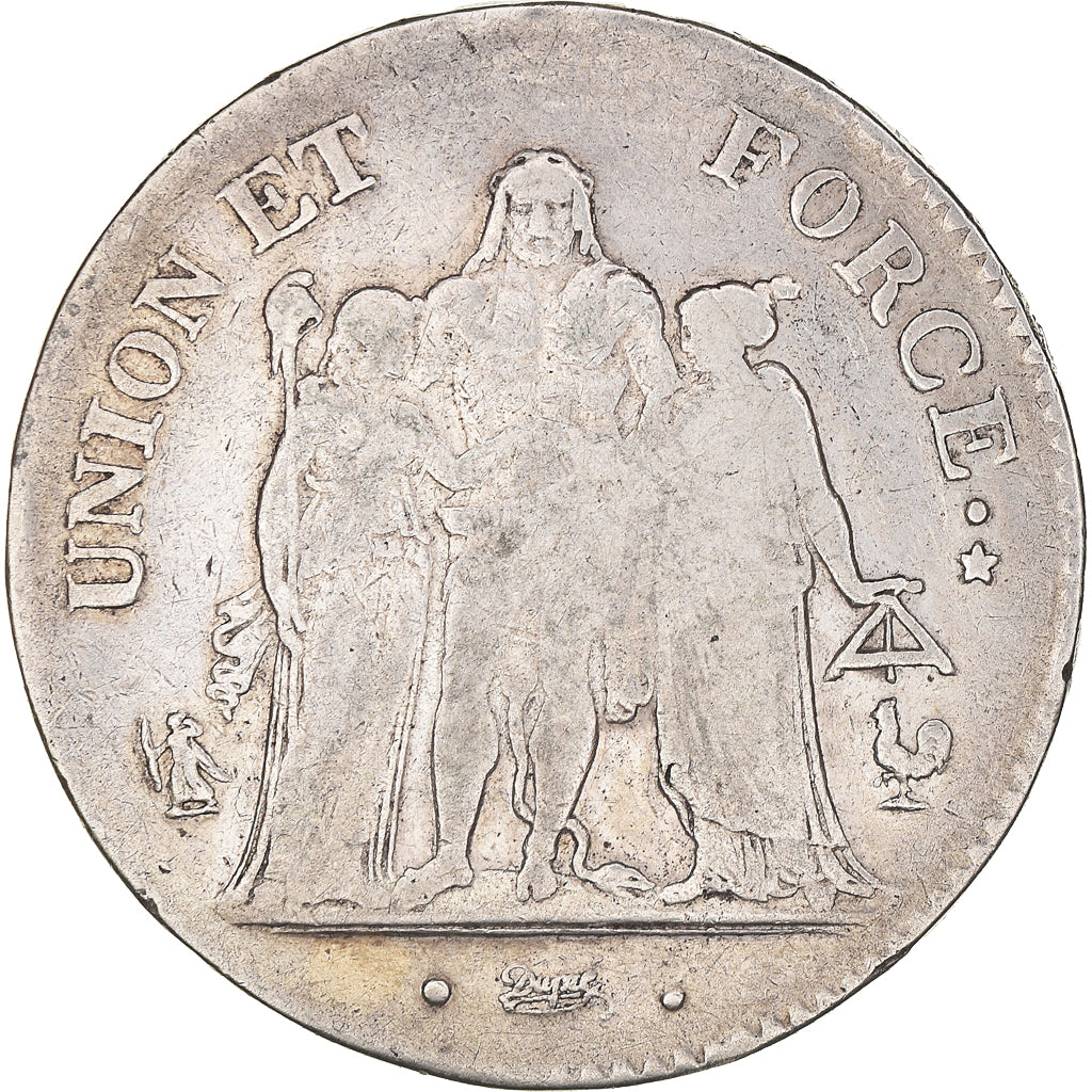 Monnaie, France, Union et Force, 5 Francs, AN 7, Paris, TB, Argent, Gadoury:563