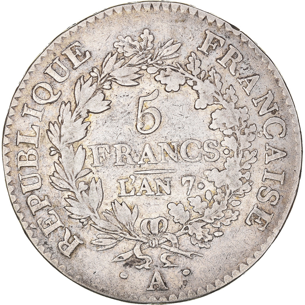 Monnaie, France, Union et Force, 5 Francs, AN 7, Paris, TB, Argent, Gadoury:563