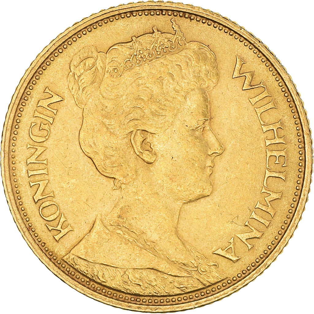 Moneda, Países Bajos, Wilhelmina I, 5 Gulden, 1912, EBC, Oro, KM:151