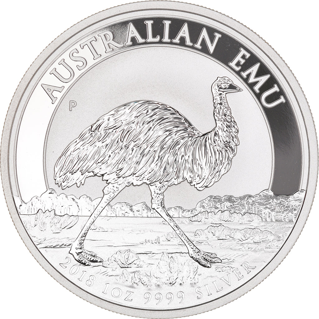 Coin, Australia, Australian Emu, 1 Dollar, 2018, 1 Oz, MS(65-70), Silver