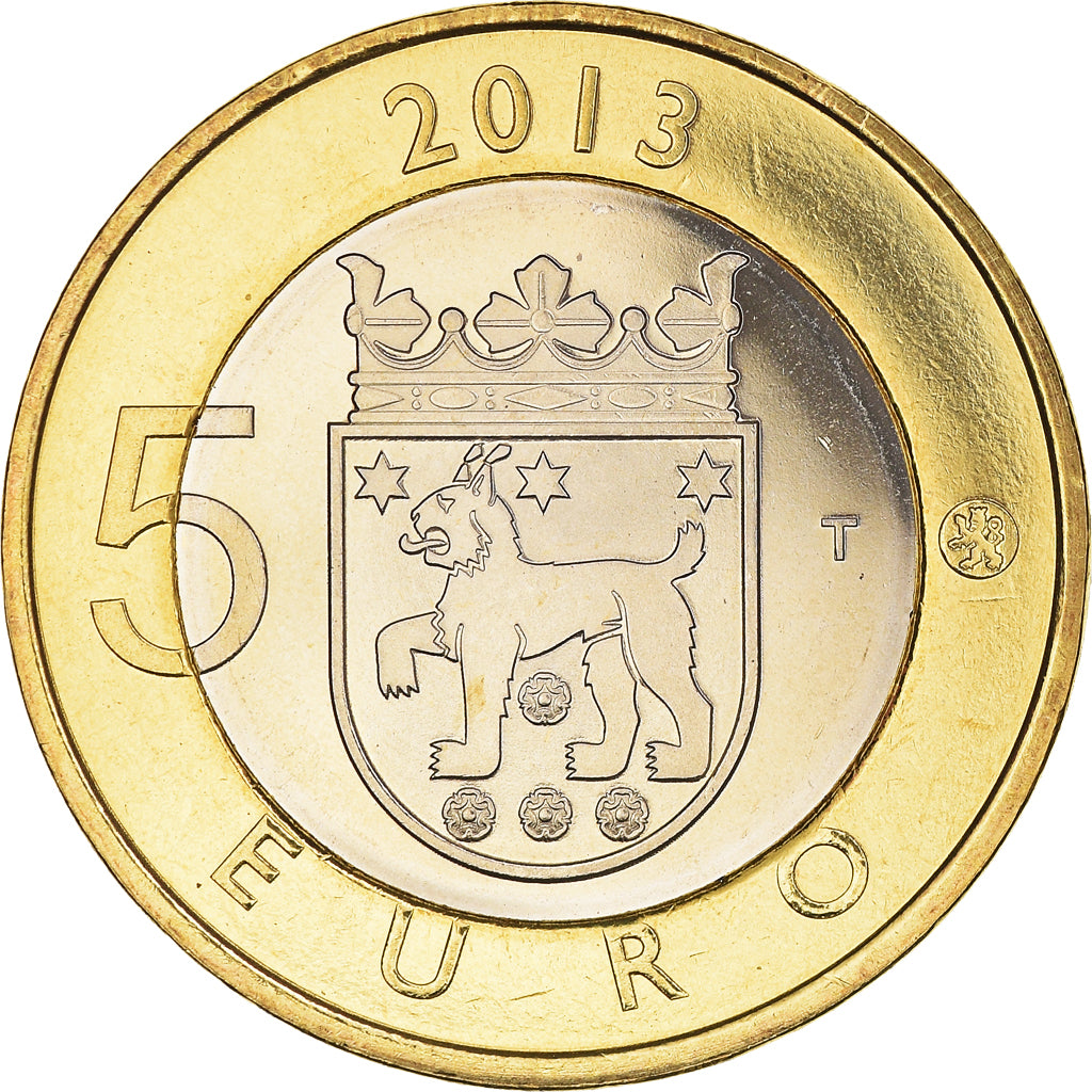 Finland, 5 Euro, Tavastia, 2013, MS(64), Bi-Metallic, KM:197