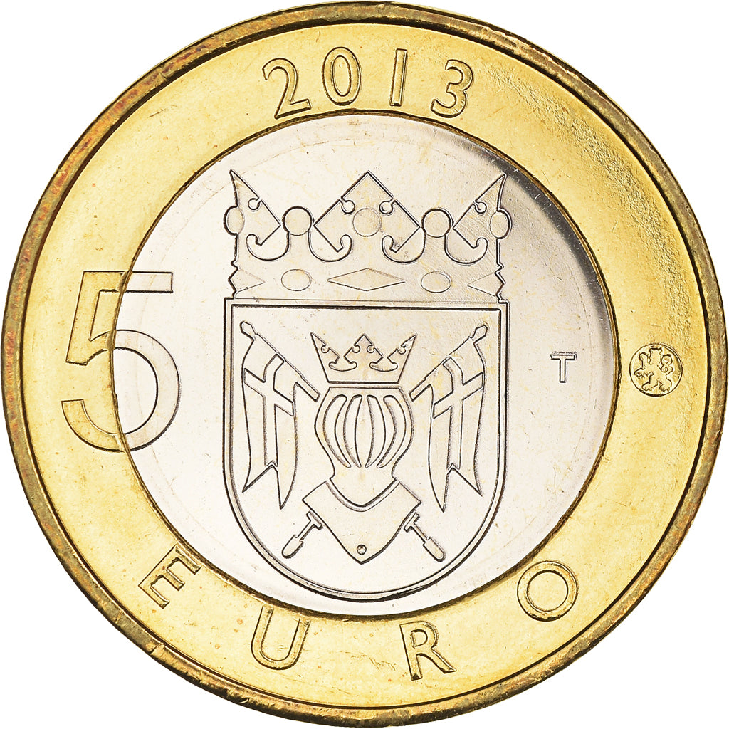 Finland, 5 Euro, Proper, Turku Cathedral, 2013, MS(64), Bi-Metallic, KM:213