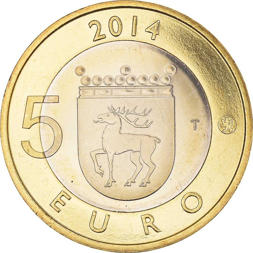 Finland, 5 Euro, Animals of the Provinces - Åland, 2014, MS(64), Bi-Metallic