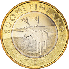 Finland, 5 Euro, Animals of the Provinces - Lapland, 2015, MS(64), Bi-Metallic