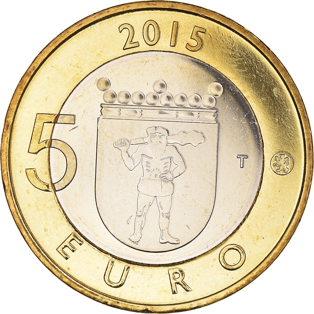 Finland, 5 Euro, Animals of the Provinces - Lapland, 2015, MS(64), Bi-Metallic