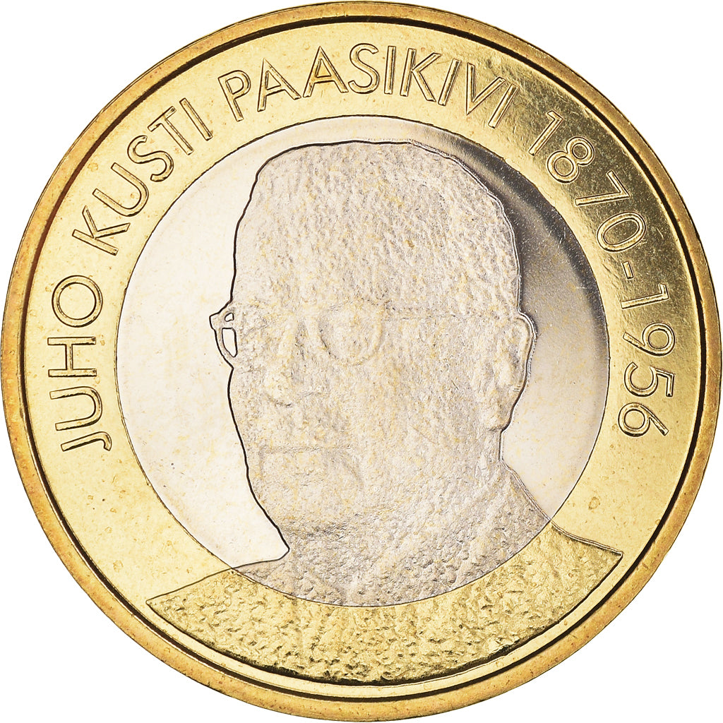 Finland, 5 Euro, Juho Kusti Paasikivi, 2017, MS(64), Bi-Metallic