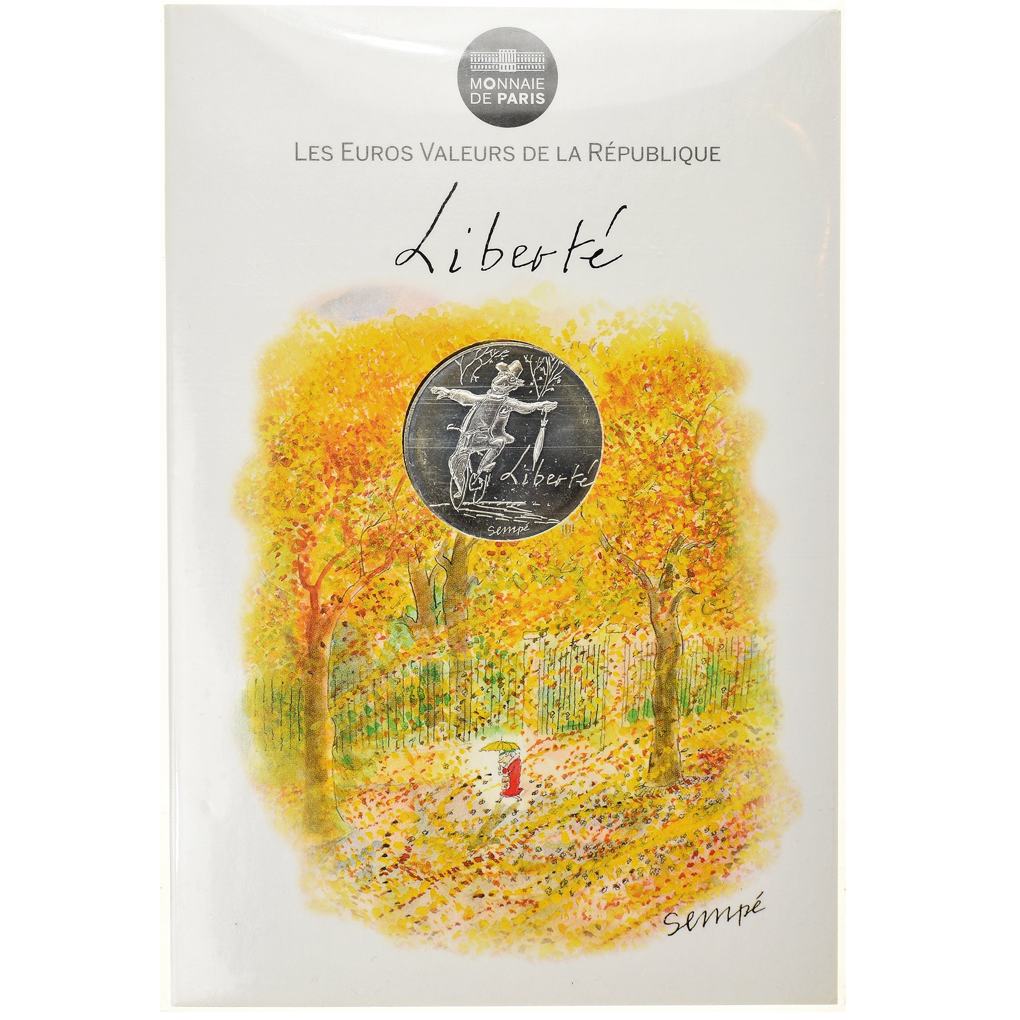 France, Monnaie de Paris, 10 Euro, Liberté Automne Sempé, 2014, Paris, FDC