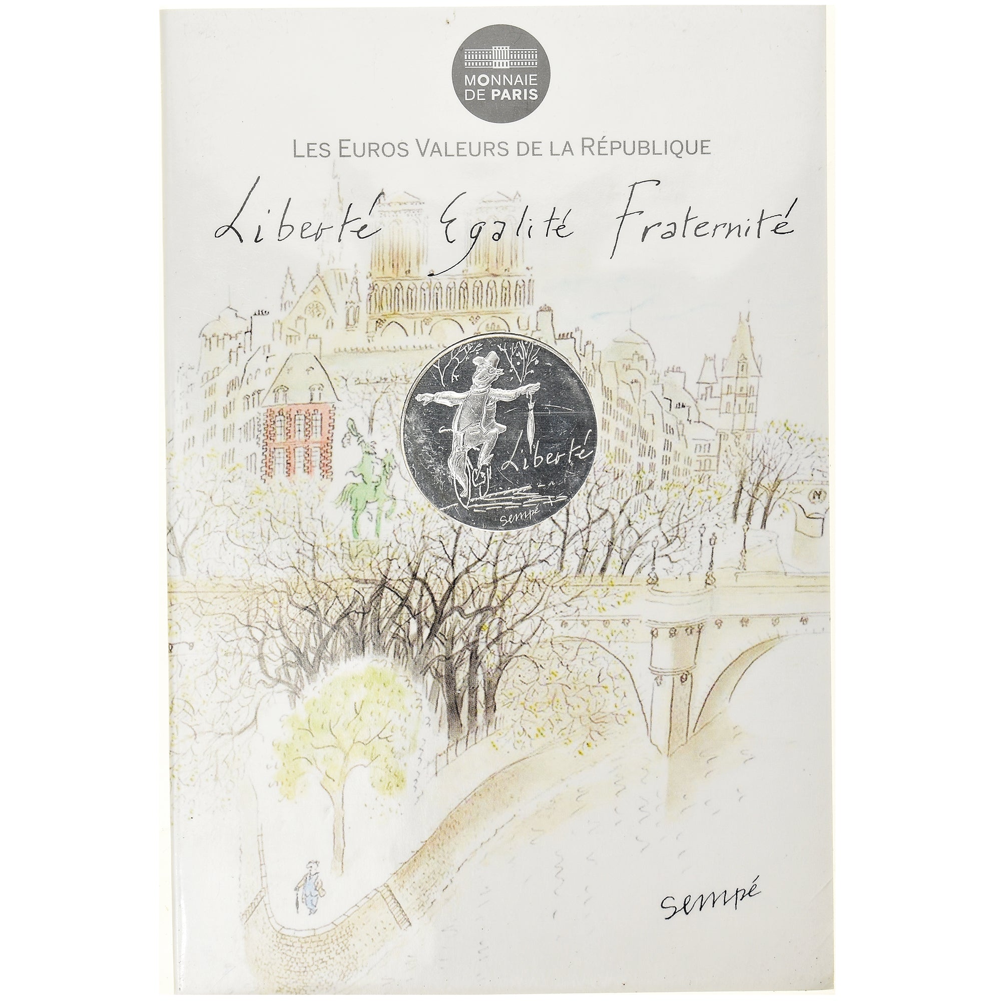 France, 10 Euro, Monnaie de Paris, Sempé - Automne - Liberté, 2014, Paris