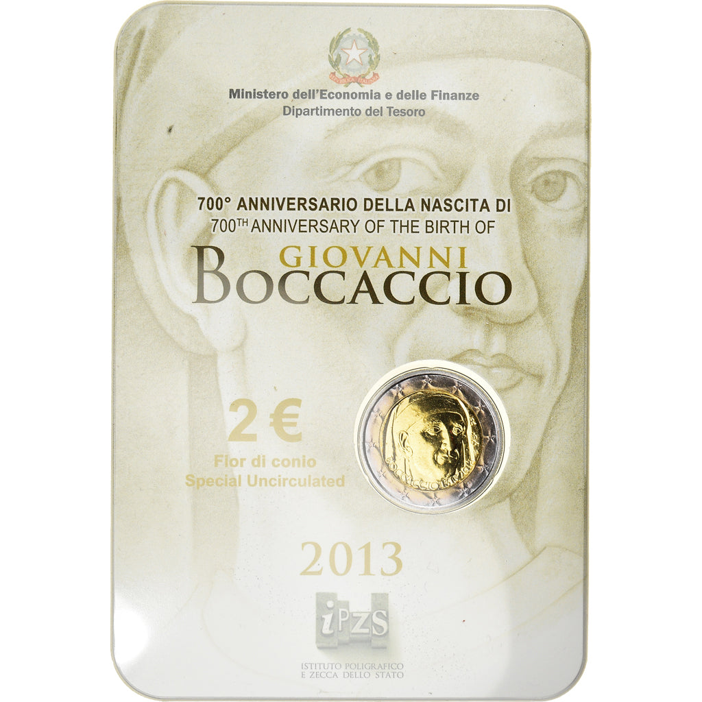 Italie, 2 Euro, Giovanni Boccaccio, 2013, BU, FDC, Bimétallique