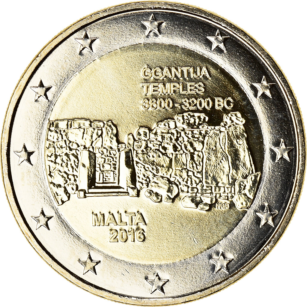 Malta, 2 Euro, Ġgantija Temples, 2016, MS(64), Bi-Metallic, KM:177