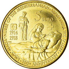 Malta, 5 Euro, First World War Centenary, 2014, MS(63), Brass, KM:161