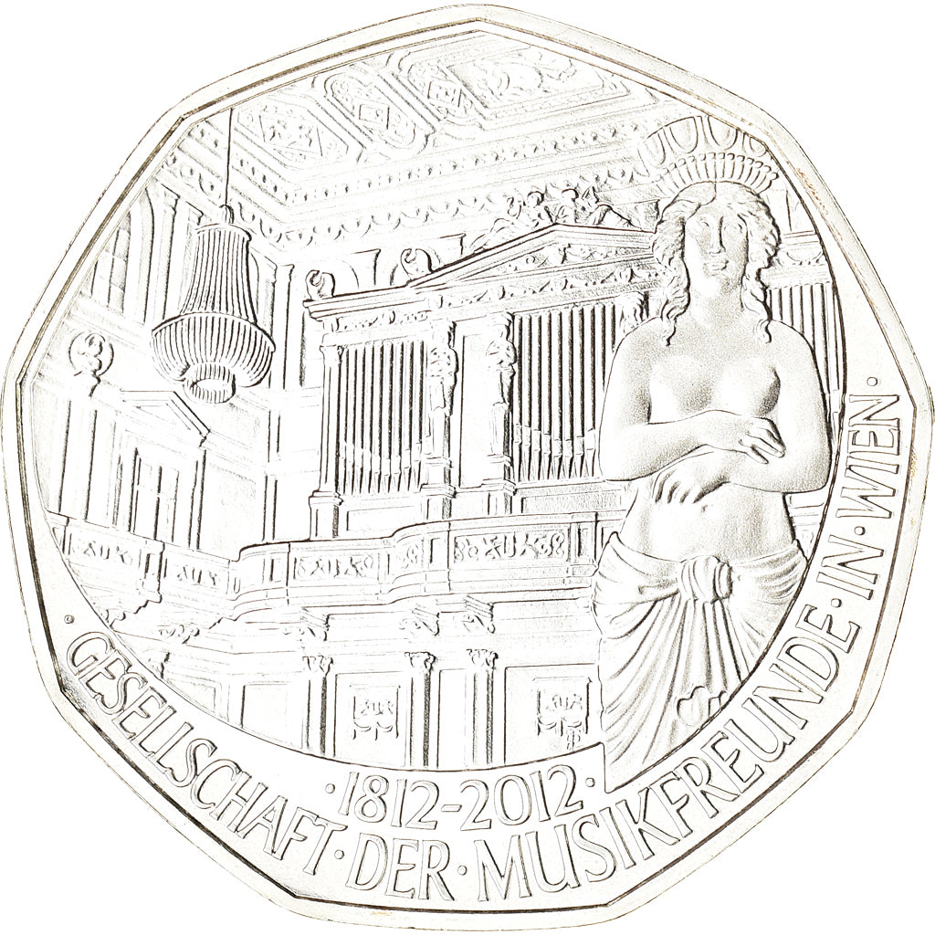 Austria, 5 Euro, Society of Music Lovers, 2012, MS(63), Silver