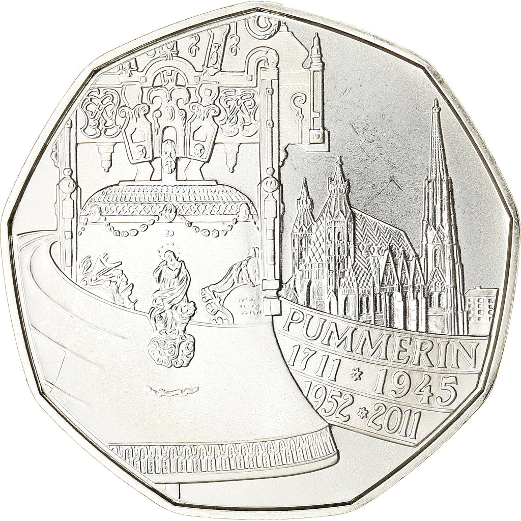 Austria, 5 Euro, Pummerin Bell, 2011, Vienna, MS(64), Silver, KM:3195