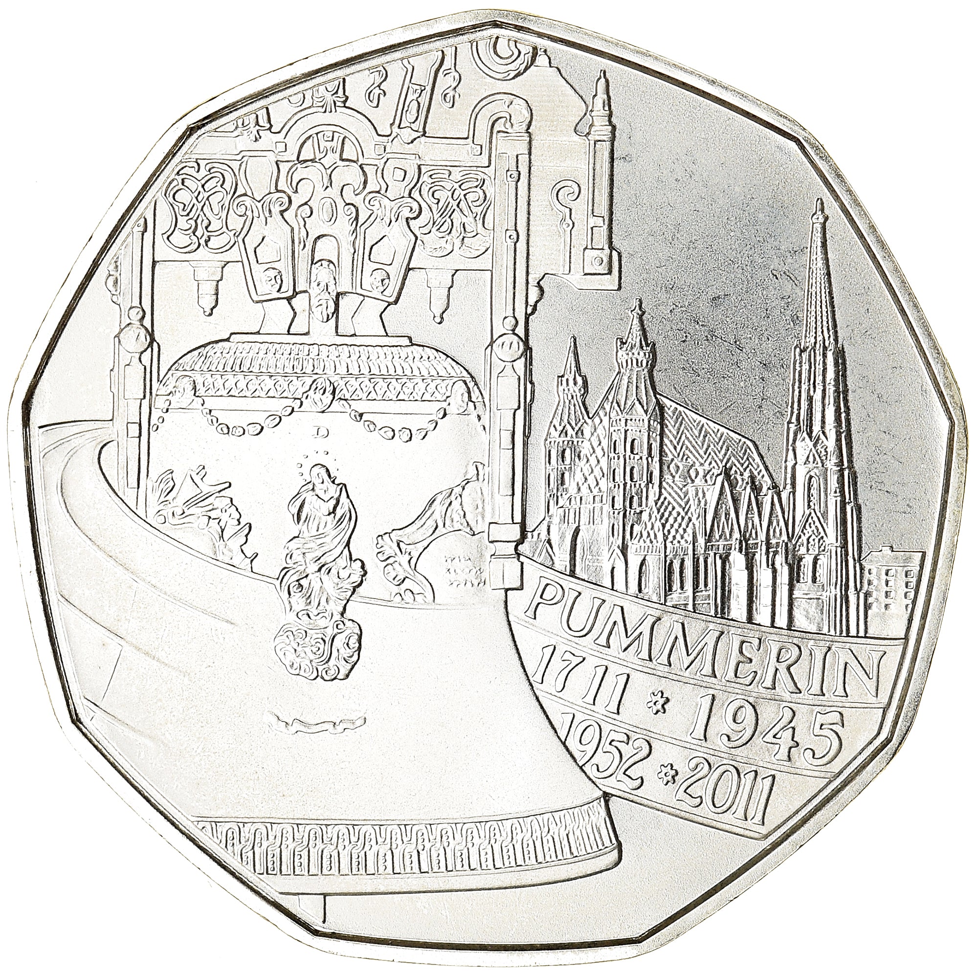 Austria, 5 Euro, Pummerin Bell, 2011, Vienna, MS(64), Silver, KM:3195