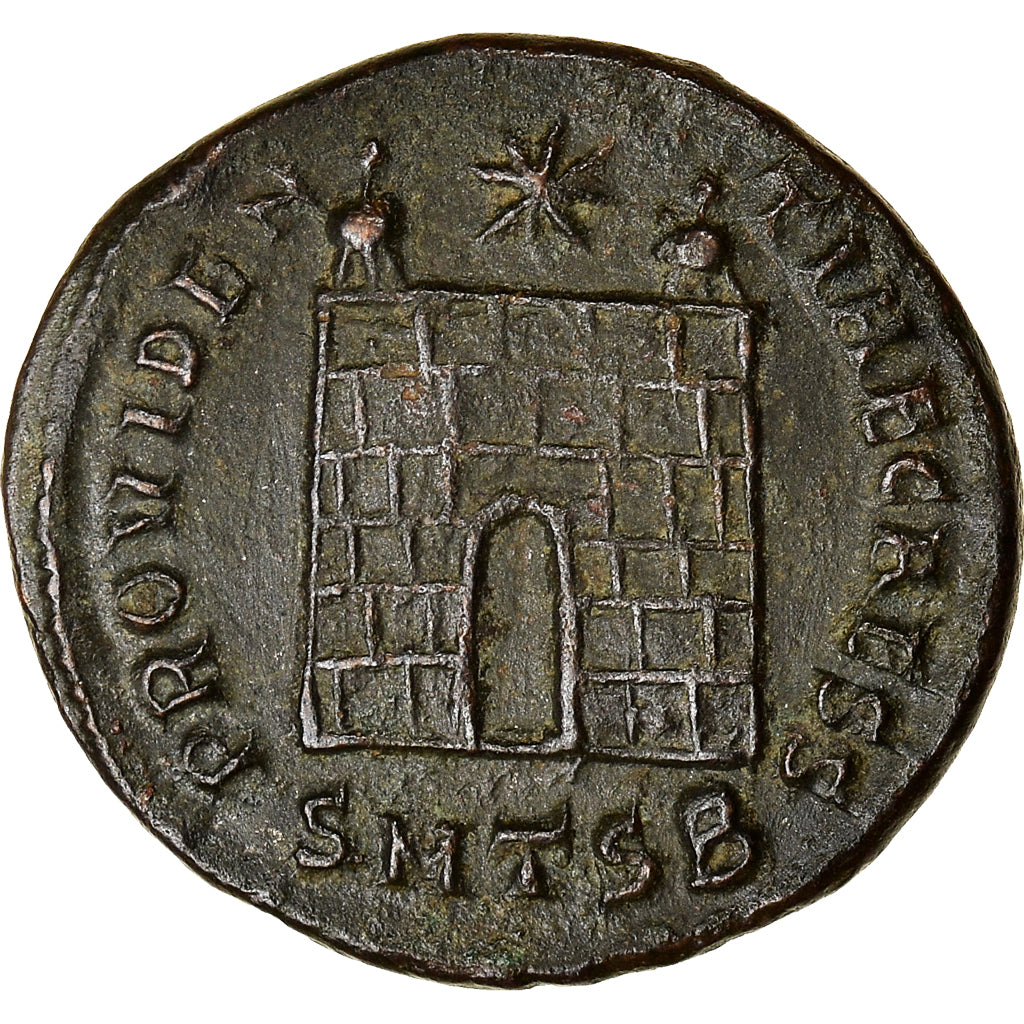 Moeda, Constantius II, Follis, 326-328, Thessalonica, AU(50-53), Bronze, RIC:158