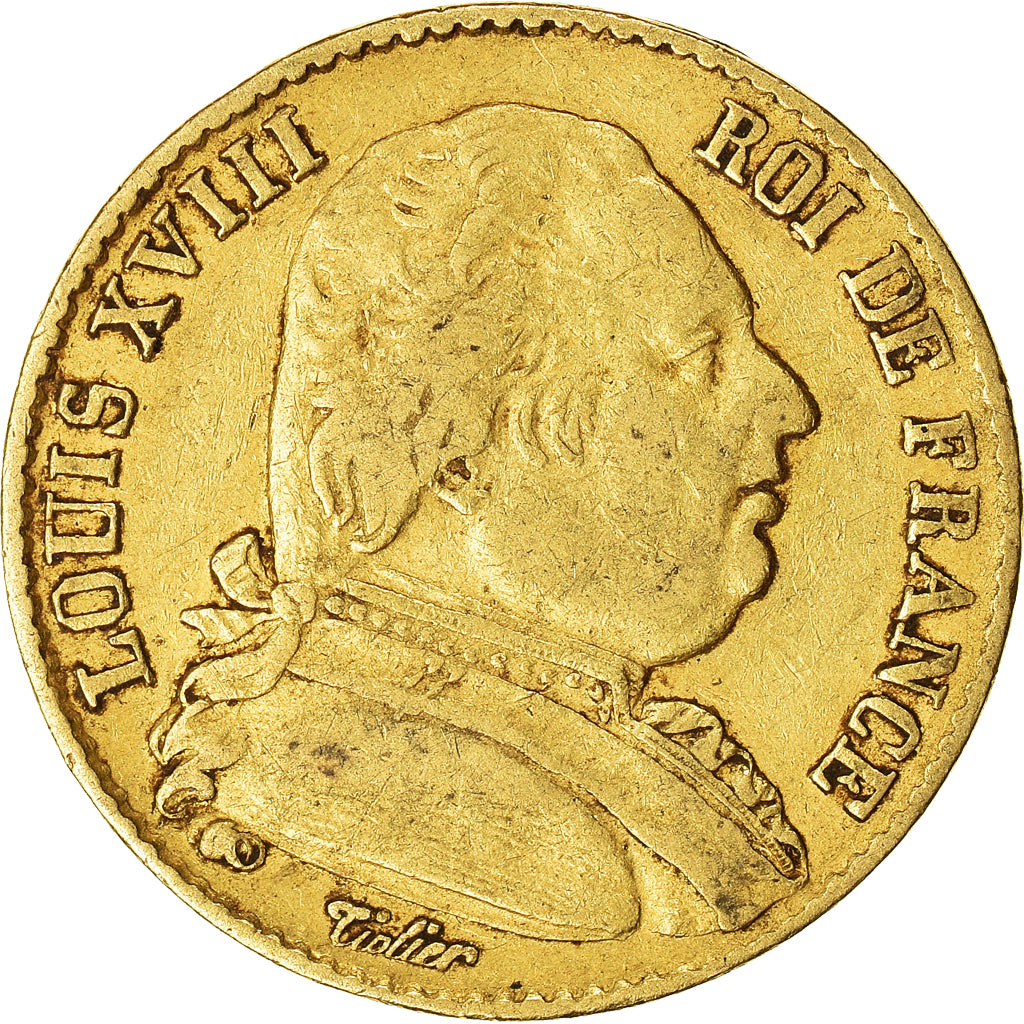 Monnaie, France, Louis XVIII, 20 Francs, 1814, Paris, TB+, Or, Gadoury:1026