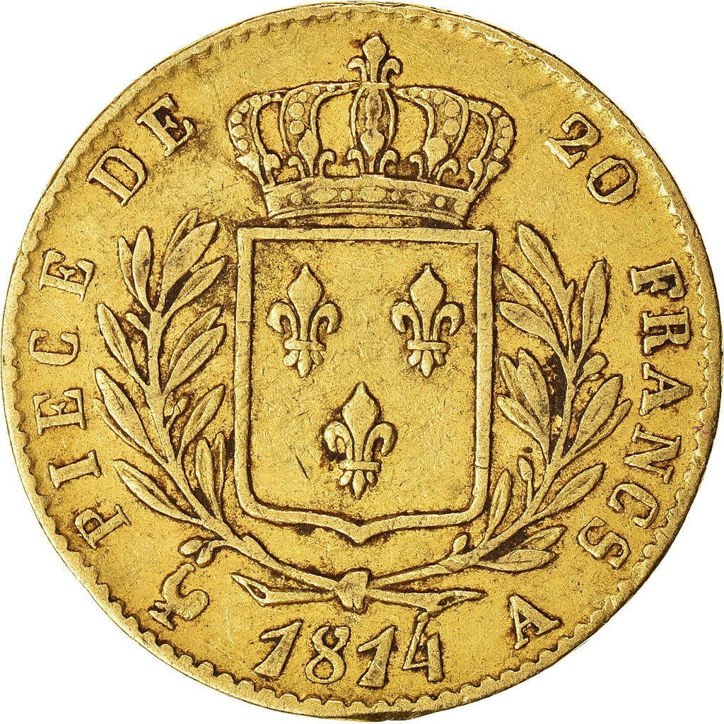 Monnaie, France, Louis XVIII, 20 Francs, 1814, Paris, TB+, Or, Gadoury:1026
