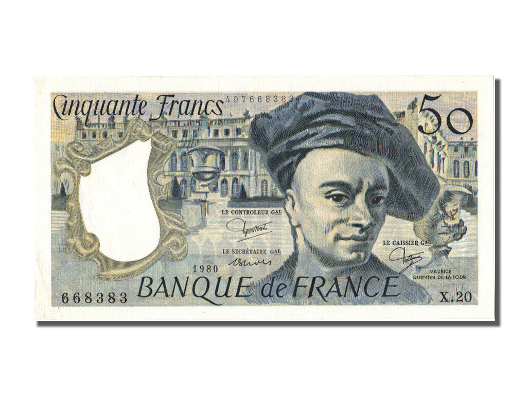 France, 50 Francs, 50 F 1976-1992 ''Quentin de La Tour'', 1980, KM #152b,...