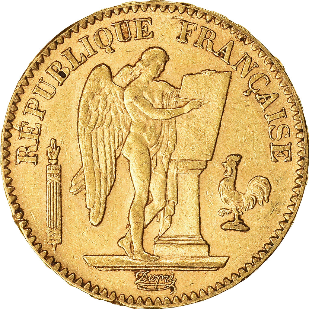 Moneda, Francia, Génie, 20 Francs, 1887, Paris, MBC+, Oro, KM:825, Gadoury:1063