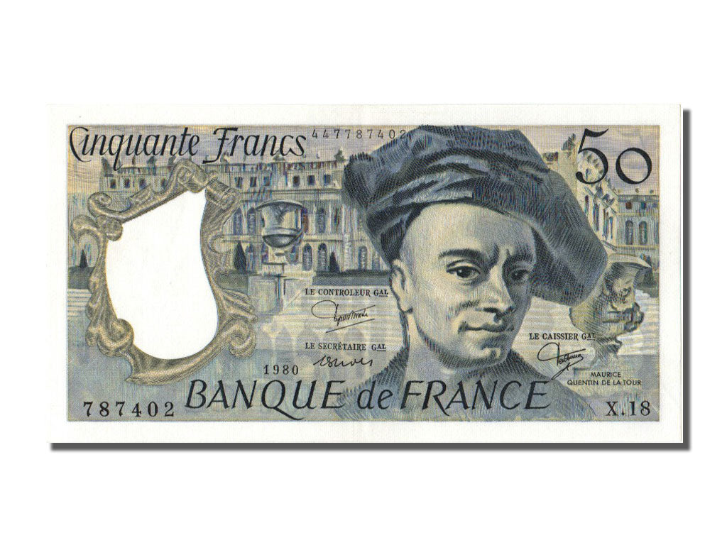 France, 50 Francs, 50 F 1976-1992 ''Quentin de La Tour'', 1980, KM #152b,...