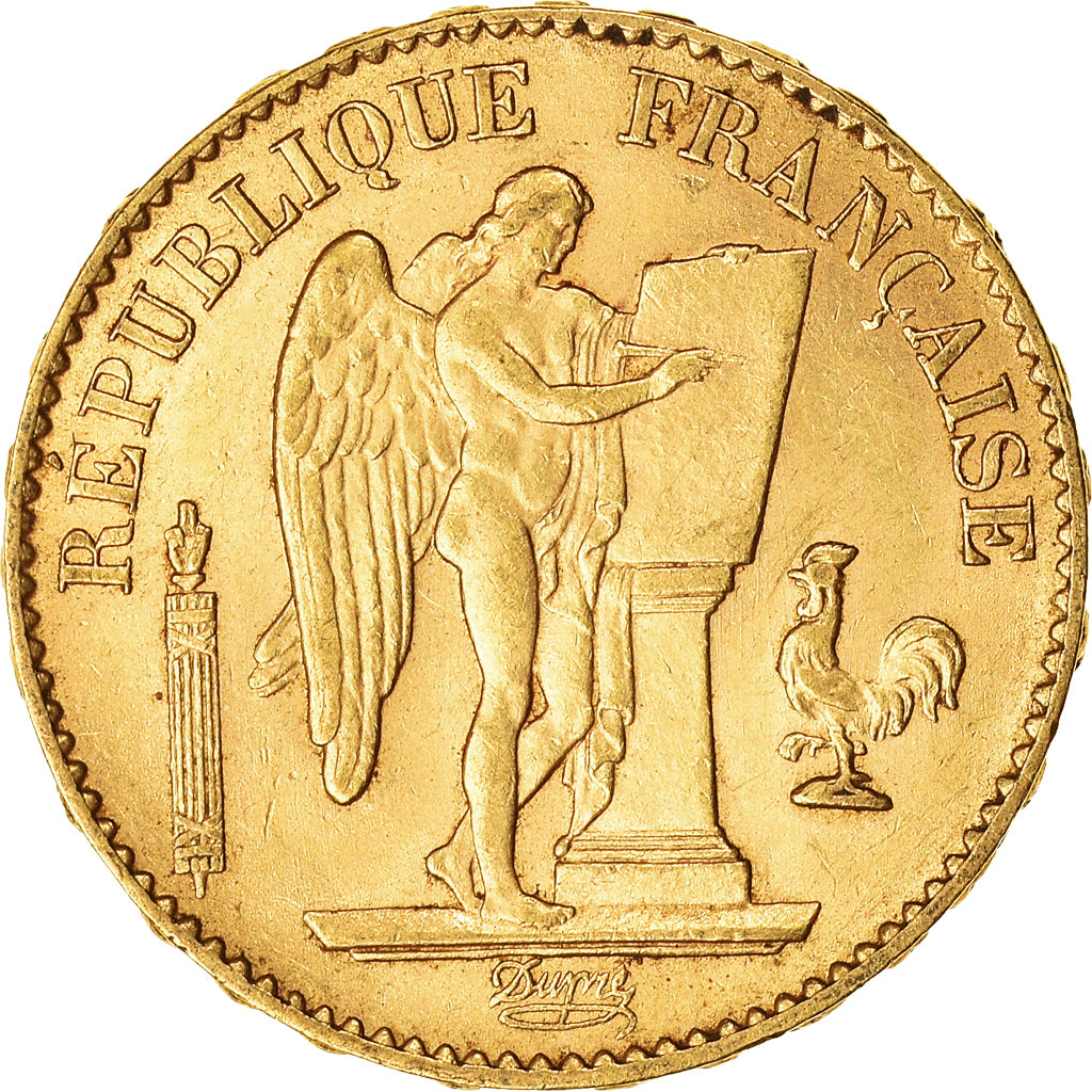 Moeda, França, Génie, 20 Francs, 1887, Paris, AU(55-58), Dourado, KM:825
