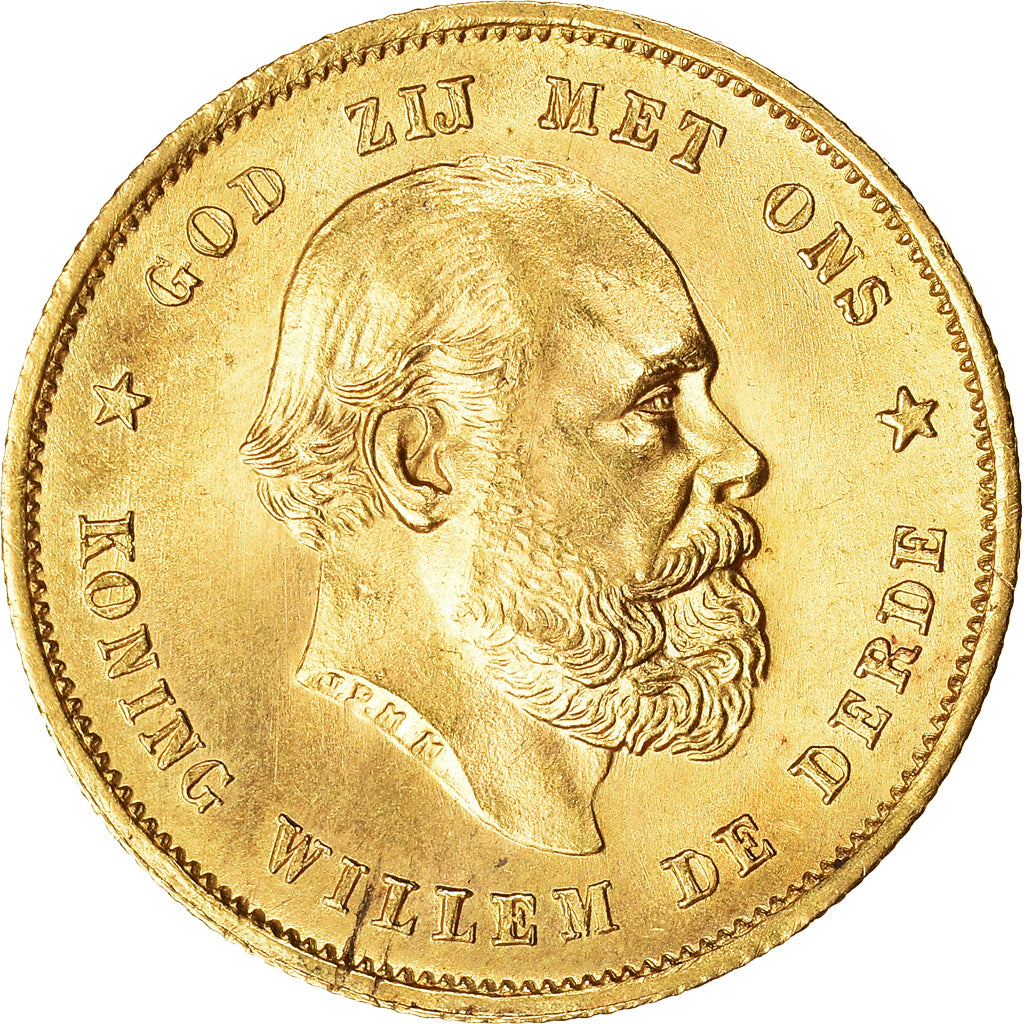 Monnaie, Pays-Bas, William III, 10 Gulden, 1886, SPL, Or, KM:106