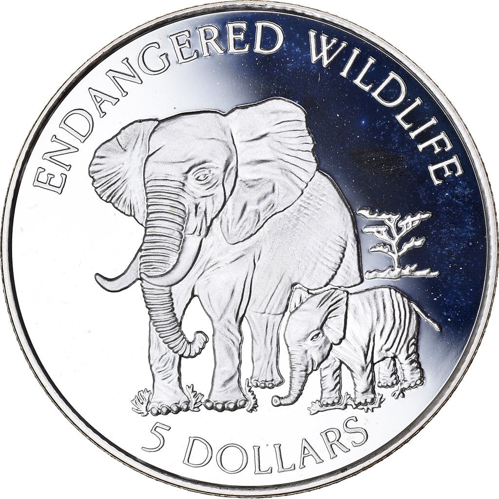 Moneda, Islas Cook, Elizabeth II, Endangered Wildlife, 5 Dollars, 1995, Proof