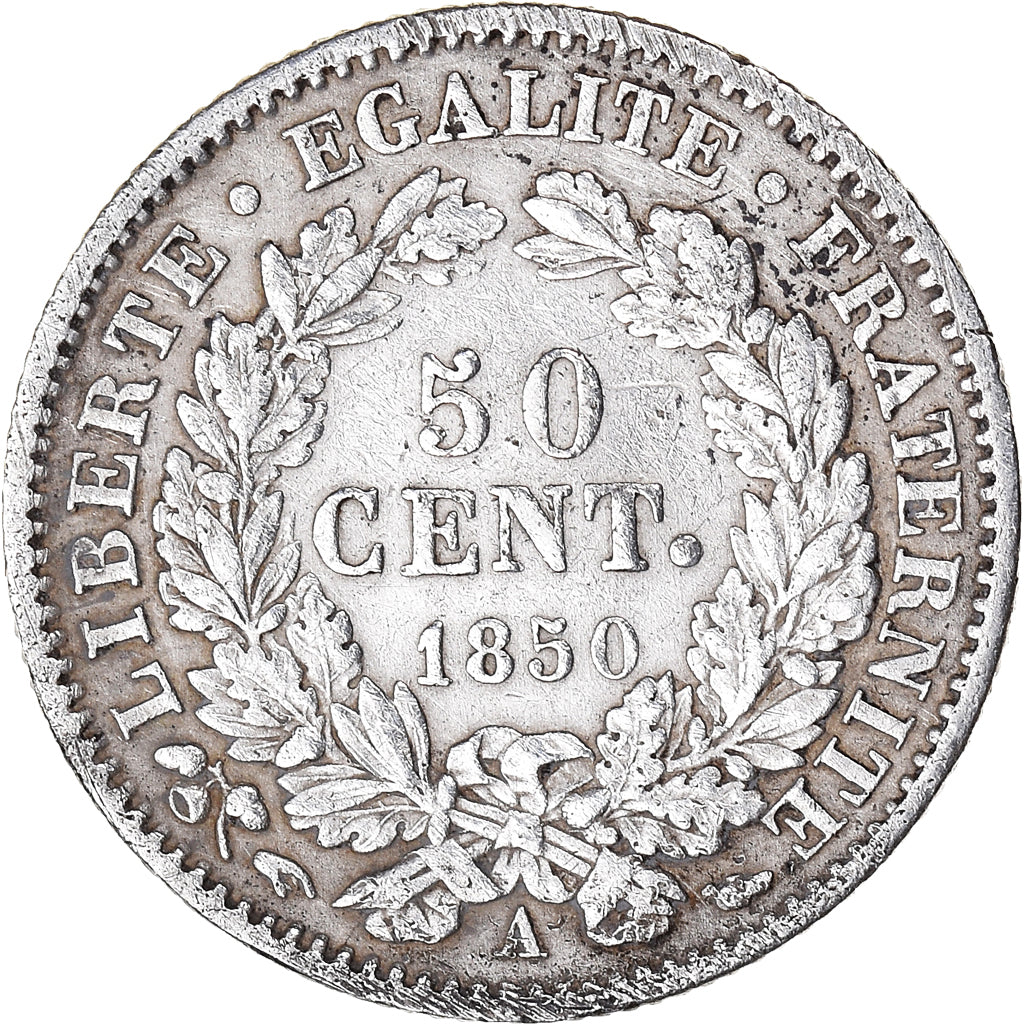Monnaie, France, Cérès, 50 Centimes, 1850, Paris, TTB, Argent, Gadoury:411