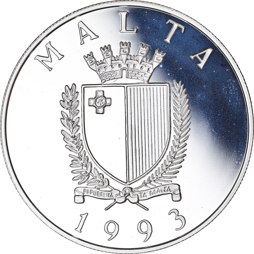 Monnaie, Malte, Defense of Europe, 5 Liri, 10 Ecu, 1993, Proof, FDC, Argent