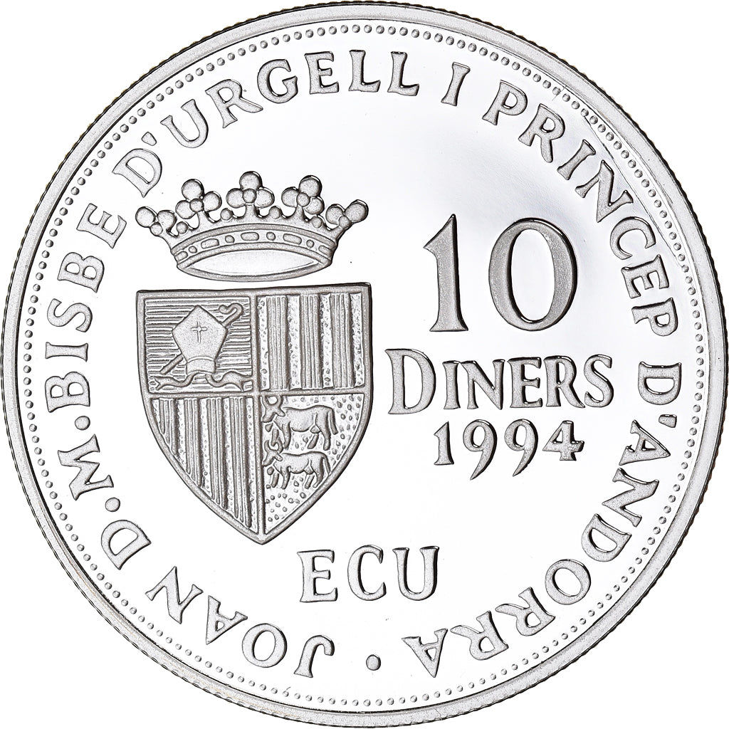 Coin, Andorra, Andorra U.N. Membership, 10 Diners, 1994, Proof, MS(65-70)