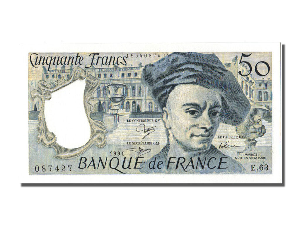 Francia, 50 Francs, 50 F 1976-1992 ''Quentin de La Tour'', 1991, KM:152e, FDS...