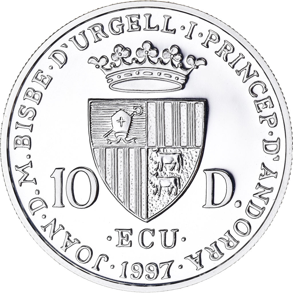 Coin, Andorra, Johan Sebastian Bach, 10 Diners, 1997, Proof, MS(65-70), Silver