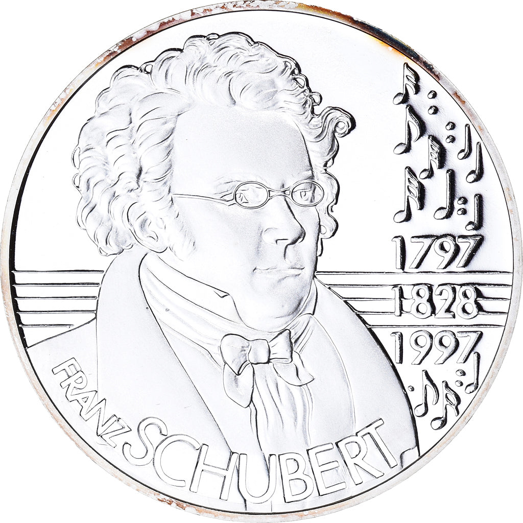 Münze, Österreich, Franz Schubert, 25 Ecu, 1997, Proof, UNZ+, Silber, KM:30