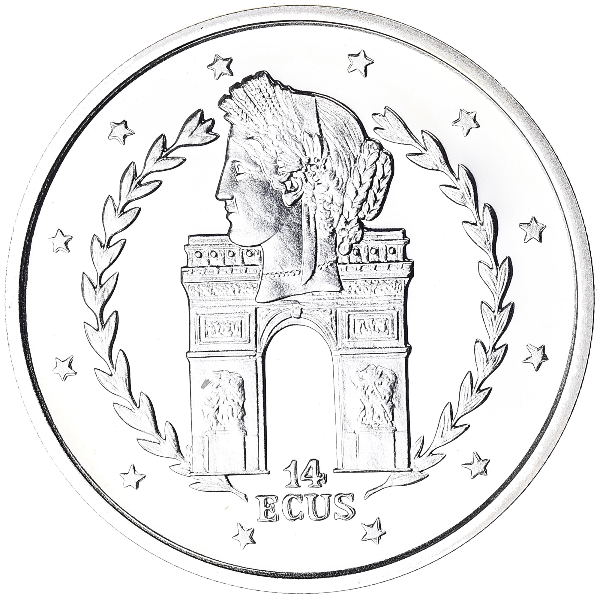 Coin, Gibraltar, Elizabeth II, Arc de Triomphe, 14 Ecus, 1995, MS(65-70)