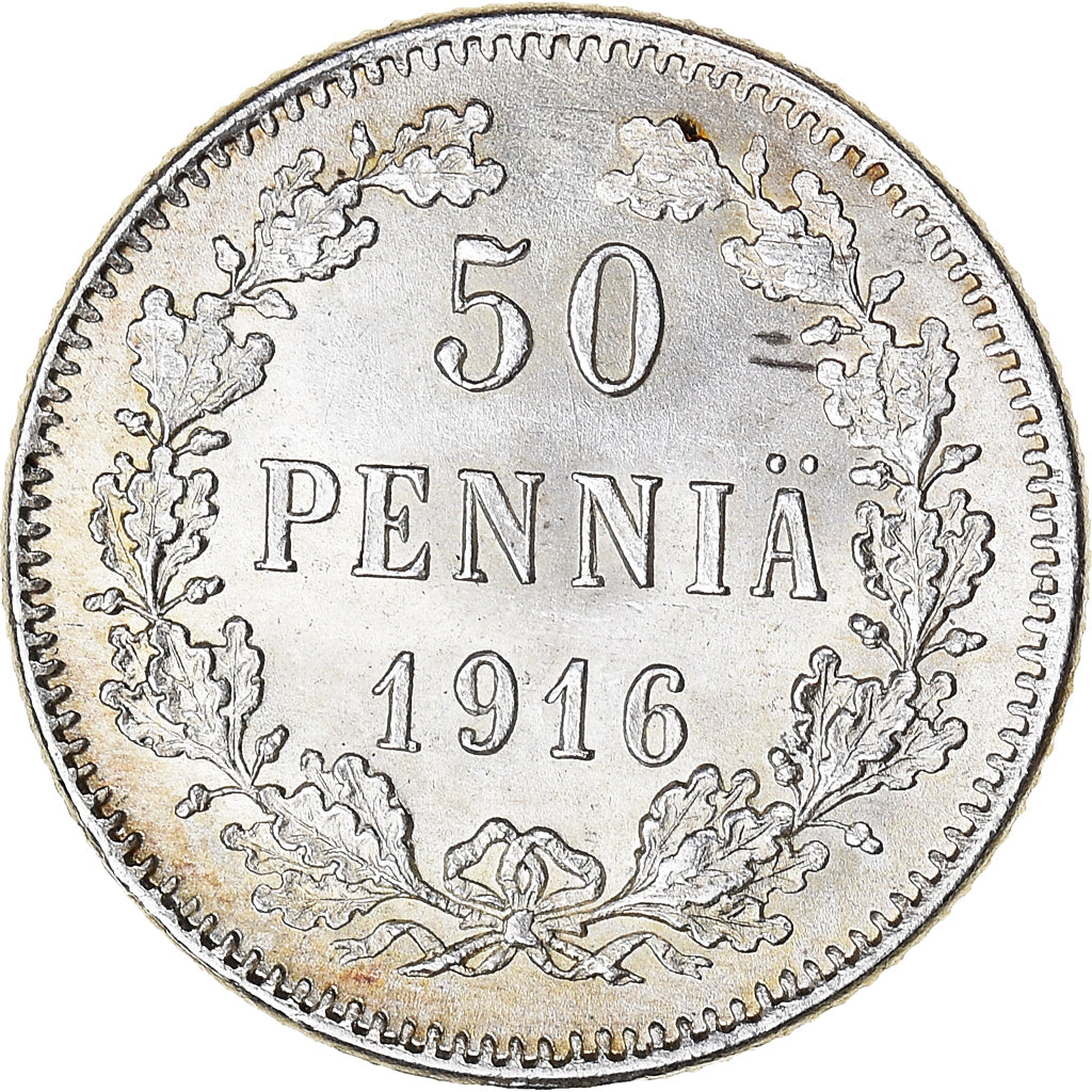 Coin, Finland, Nicholas II, 50 Penniä, 1916, MS(63), Silver, KM:2.2