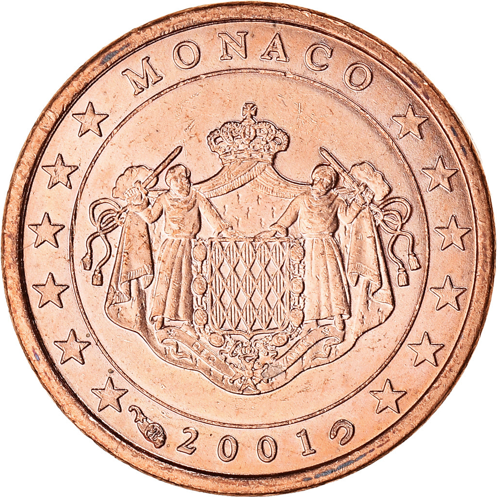 Monaco, Euro Cent, 2001, Paris, AU(55-58), Copper Plated Steel, KM:167