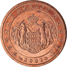 Monaco, 2 Euro Cent, 2001, Paris, AU(55-58), Copper Plated Steel, KM:168
