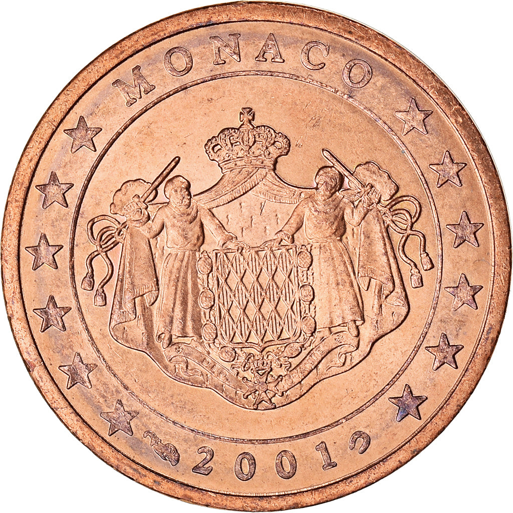 Monaco, 2 Euro Cent, 2001, Paris, MS(60-62), Copper Plated Steel, KM:168