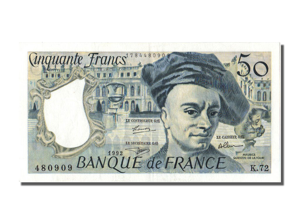 France, 50 Francs, 50 F 1976-1992 ''Quentin de La Tour'', 1992, KM #152f,...