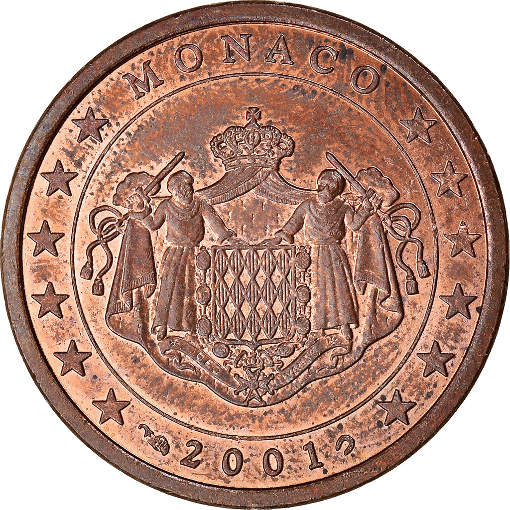 Monaco, 5 Euro Cent, 2001, Paris, AU(55-58), Copper Plated Steel, KM:169