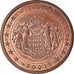 Monaco, 5 Euro Cent, 2001, Paris, AU(55-58), Copper Plated Steel, KM:169