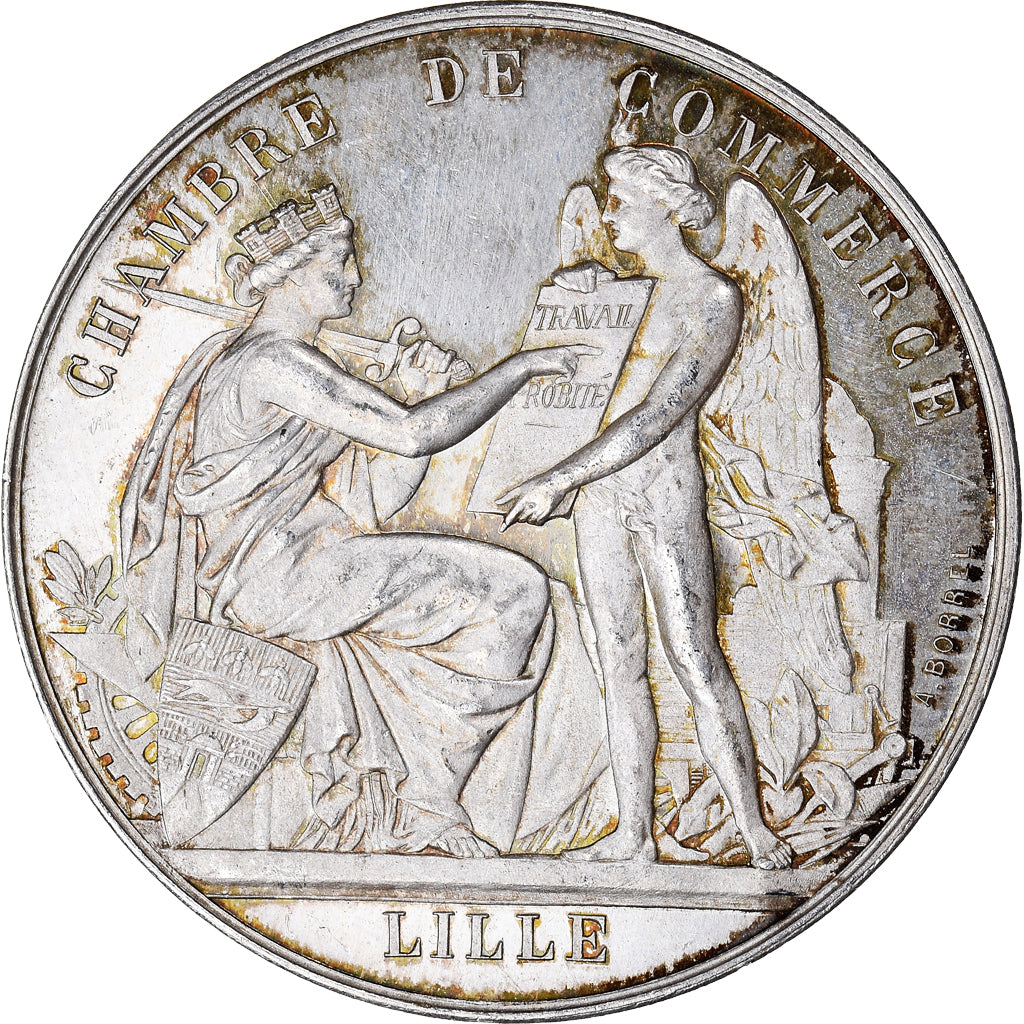 France, Medal, Chambre de Commerce de Lille, Borrel.A, MS(60-62), Silver