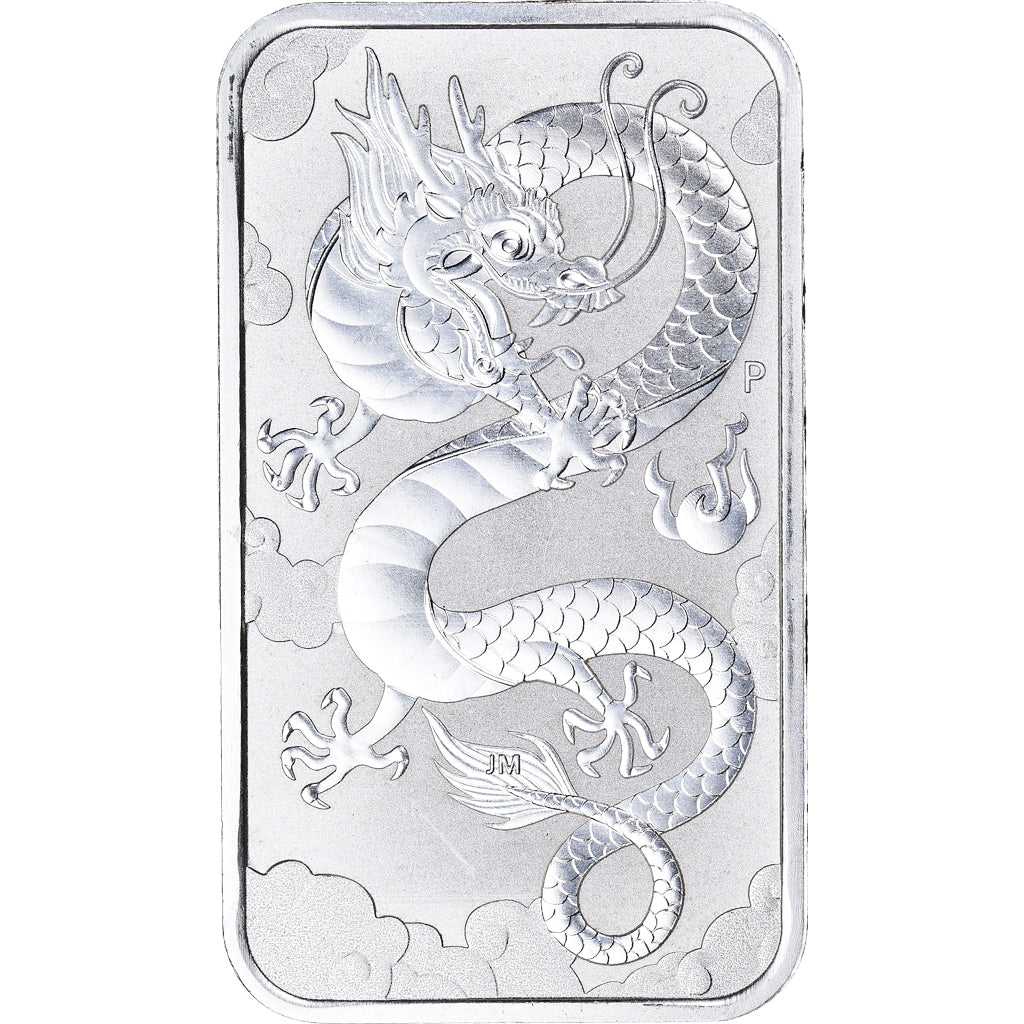 Coin, Australia, Chinese Dragon, Dollar, 2019, 1 Oz, MS(60-62), Silver