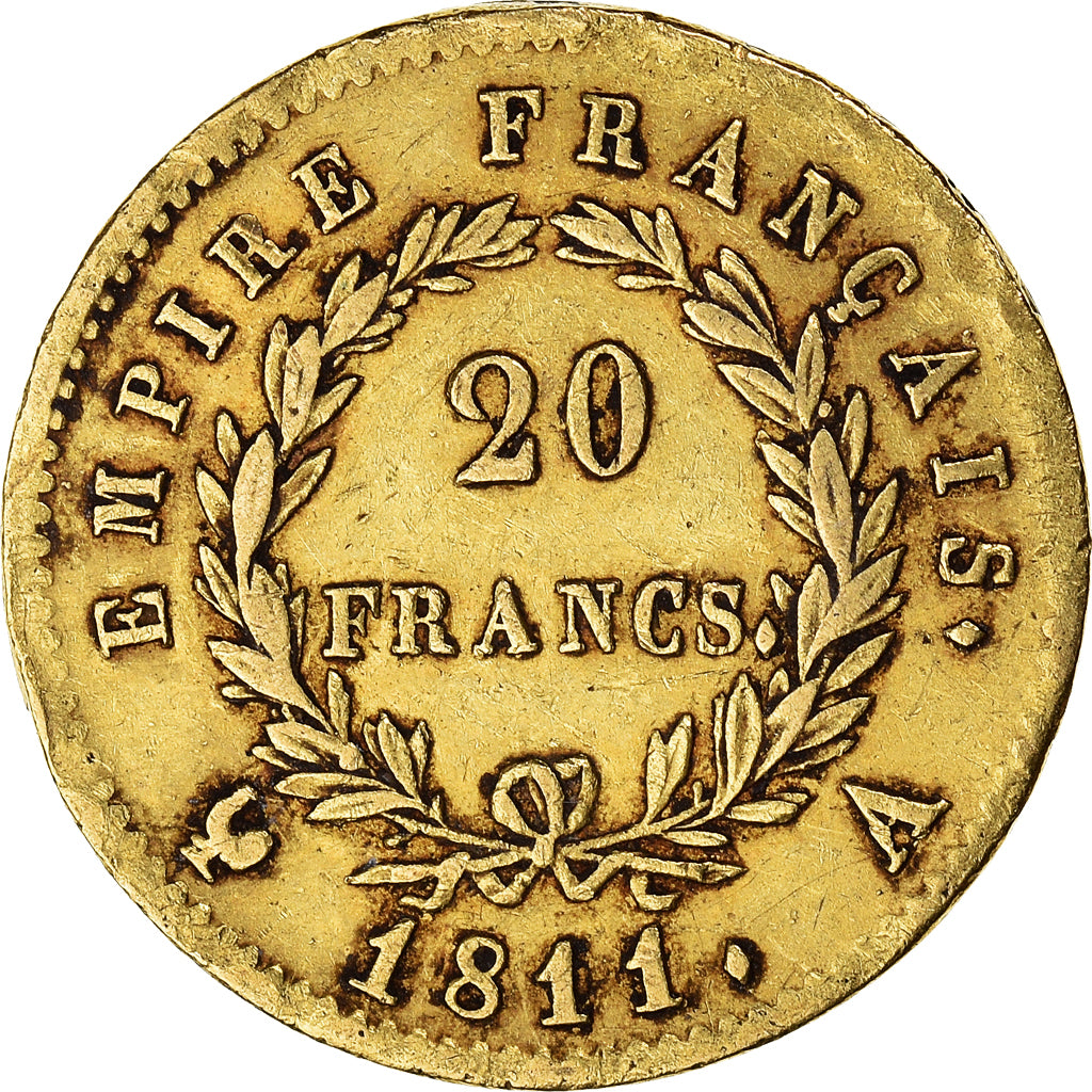 Moneta, Francja, Napoléon I, 20 Francs, 1811, Paris, EF(40-45), Złoto